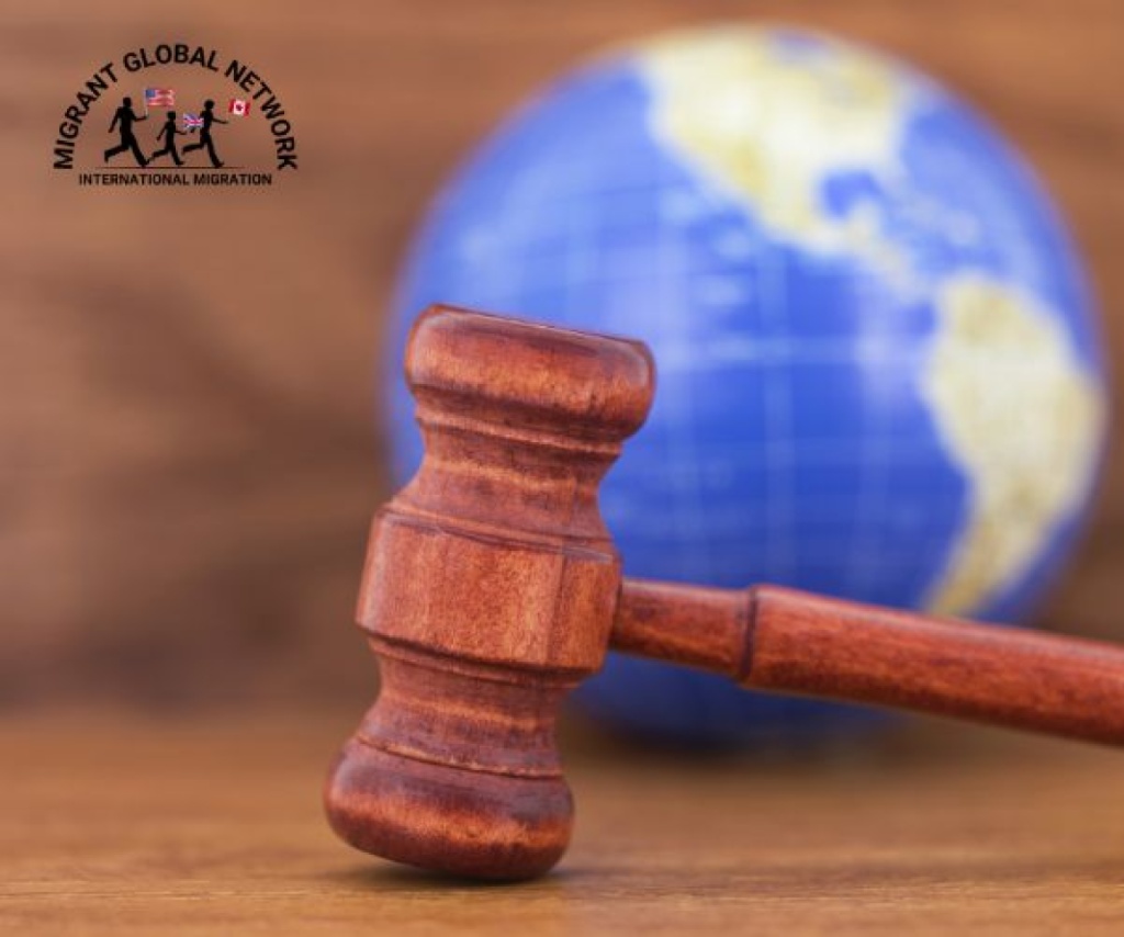 Gavel resting on a globe