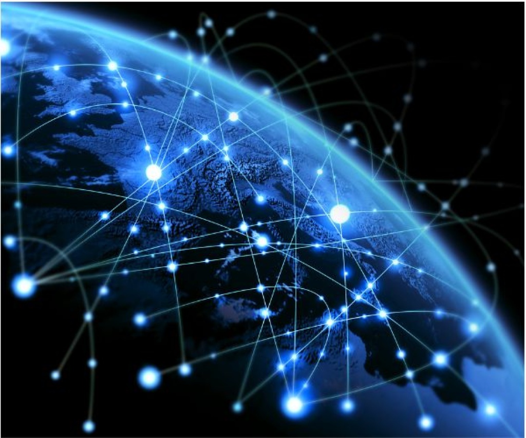Globe with a connected data network overlay